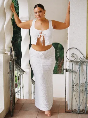 Giulia Knit Maxi Skirt White Curve Functional Detail