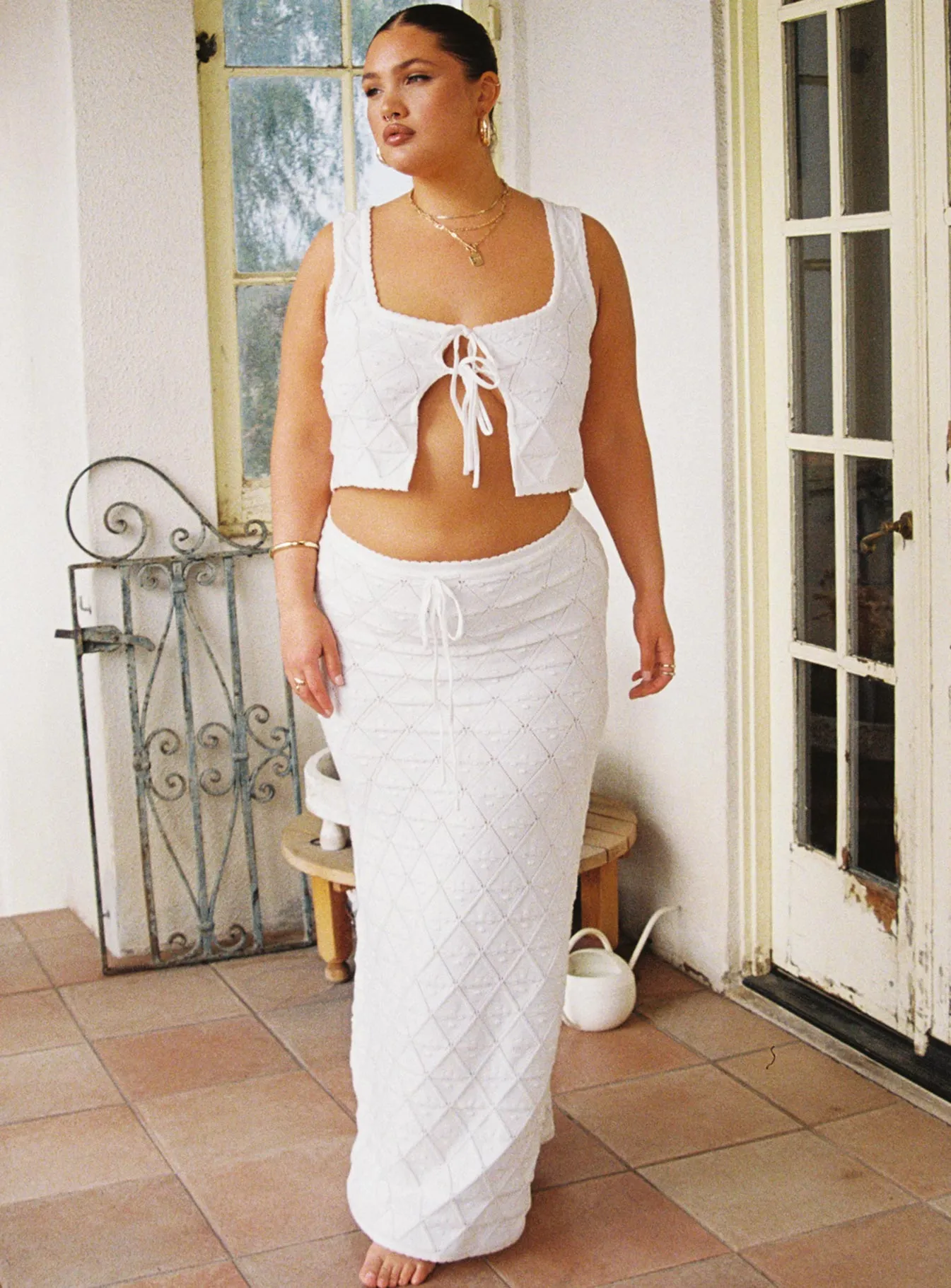 Giulia Knit Maxi Skirt White Curve Light Flow