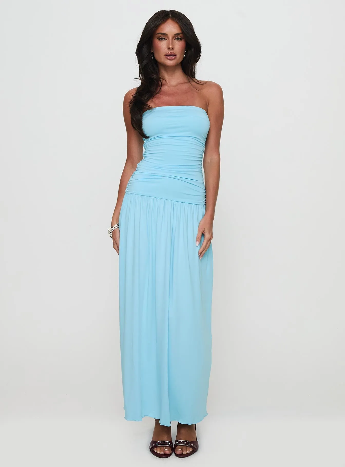 Compressible Glorie Strapless Maxi Dress Light Blue