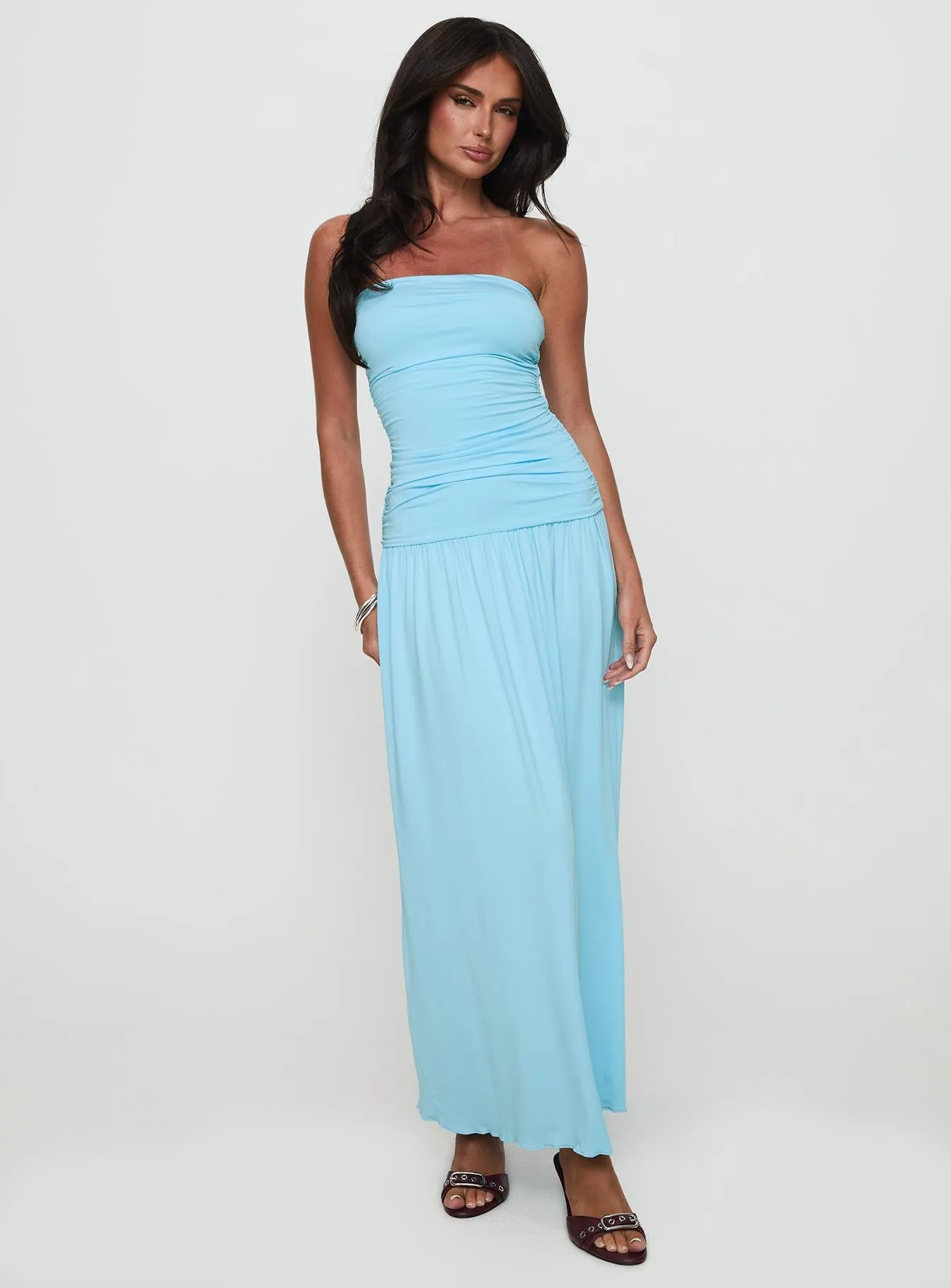 Glorie Strapless Maxi Dress Light Blue Easy Layers