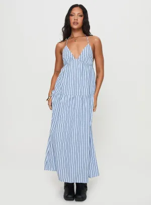 Mazzey Halter Maxi Dress Blue Stripe Smart Layers