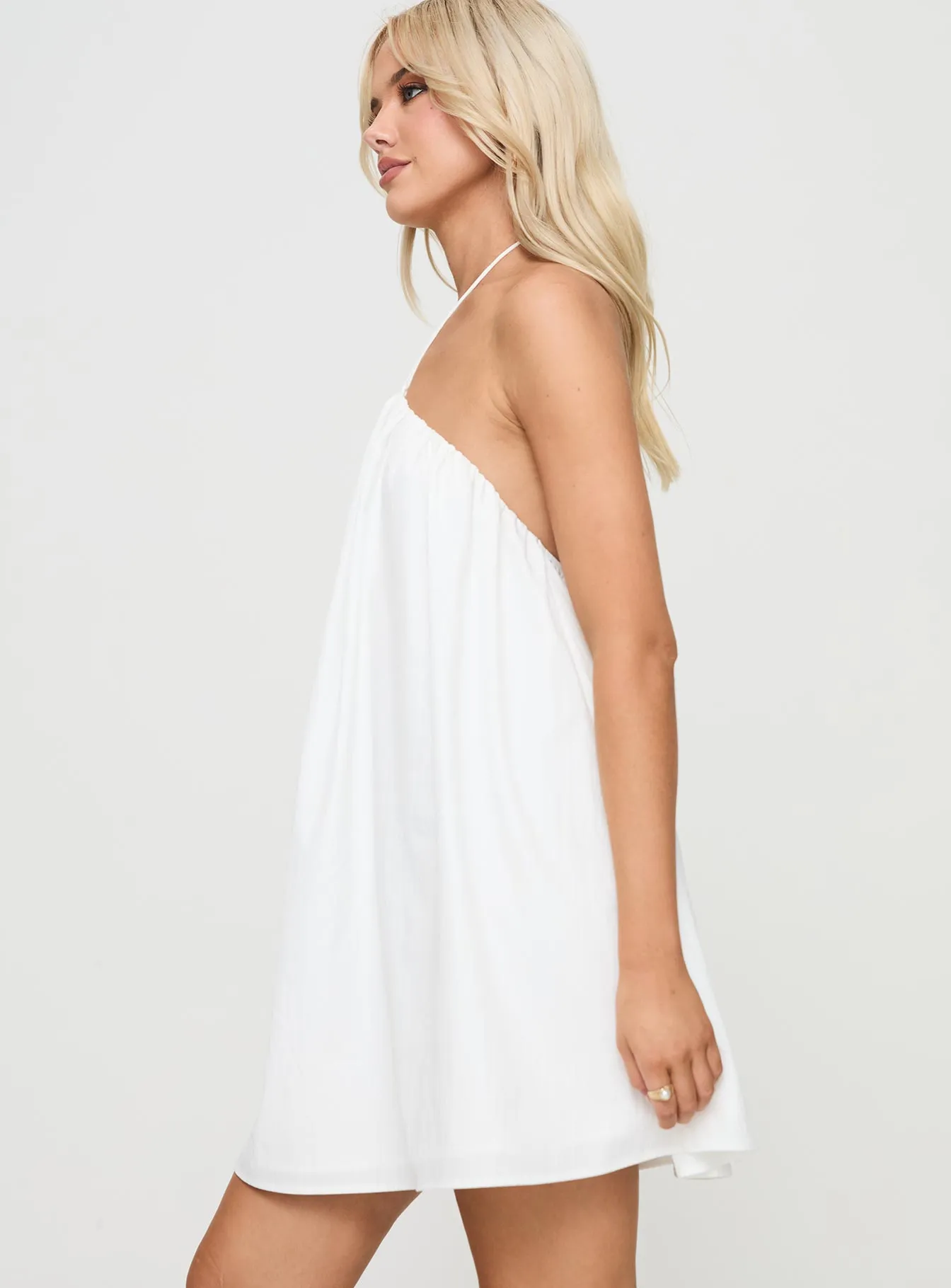 Polished Fit Everyday Layers Peaco Halter Mini Dress White