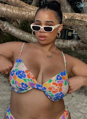 Summer Break Ellie Bikini Top Multi Floral Curve
