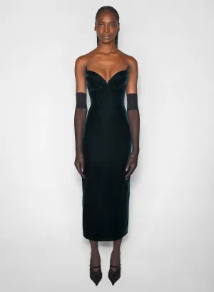 summer breeze green signature strapless velvet gown