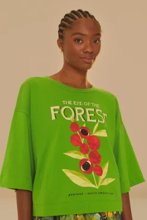 Green The Eye Of The Forest Organic Cotton T-Shirt Fur combination