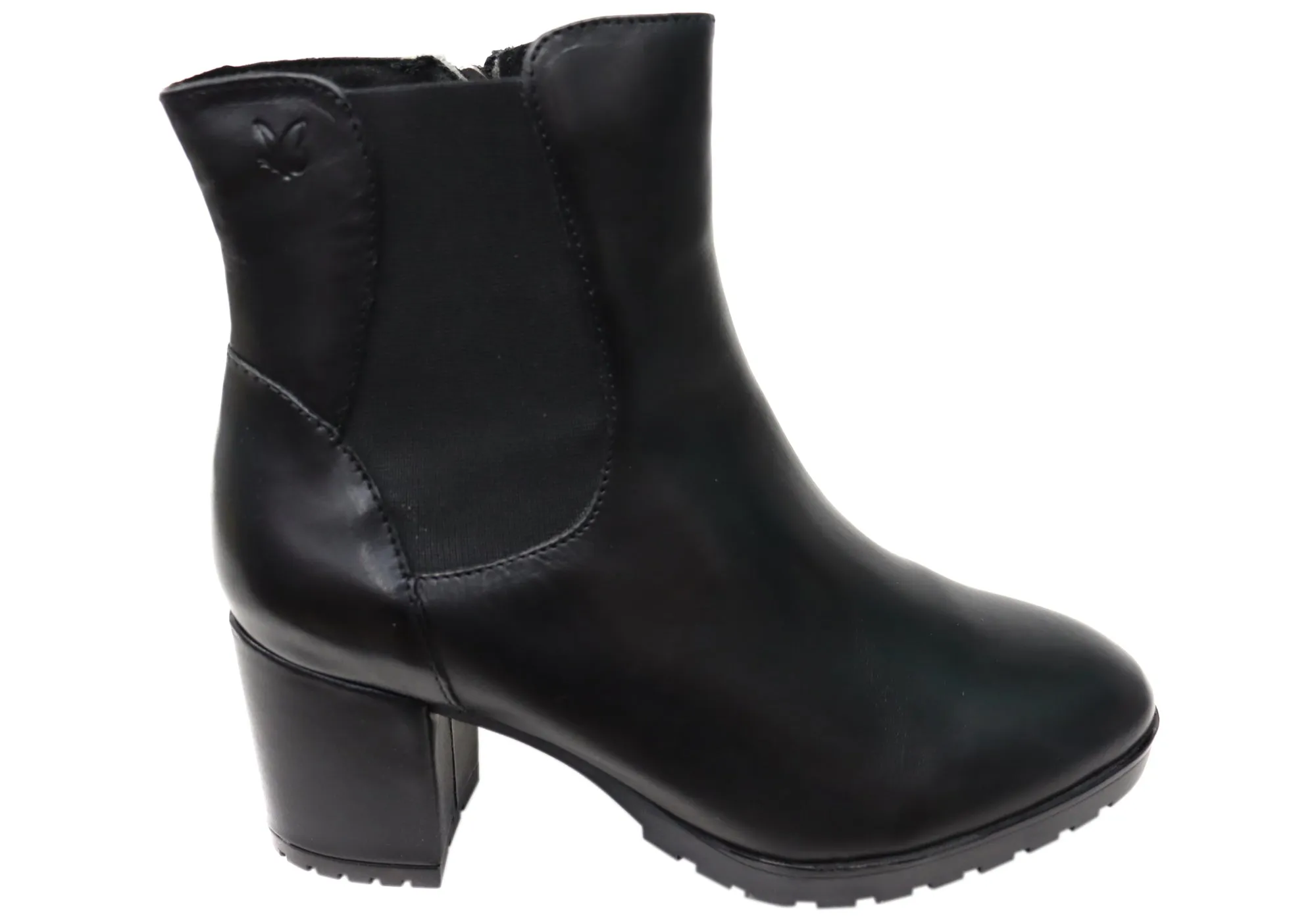 Caprice Jessie Womens Extra Wide Comfort Mid Heel Leather Ankle Boots Insulated Urban Commute