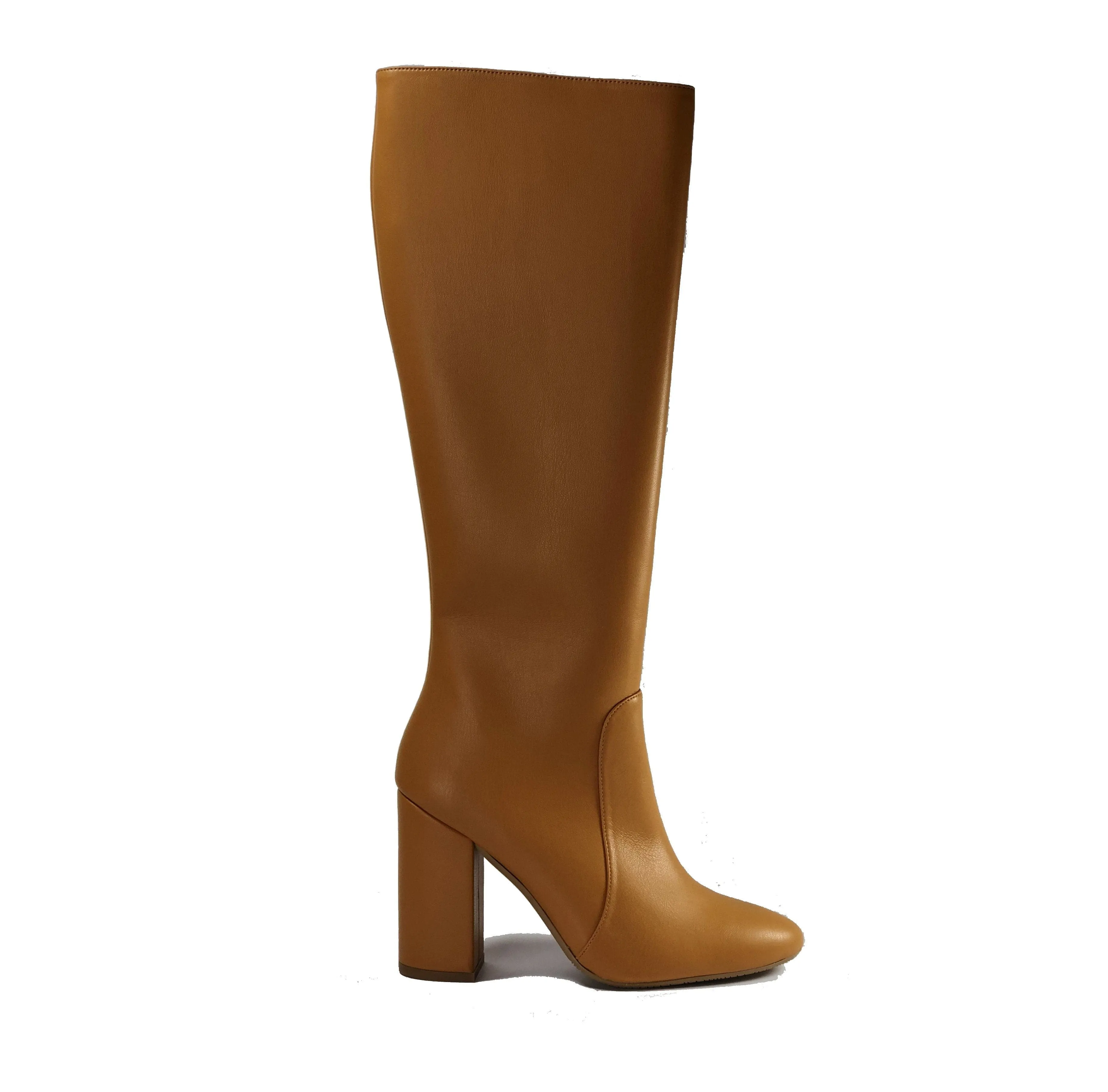 Adventure Time Fleece Soft 'Claudia' vegan-leather knee-high, high-heeled boot by Zette Shoes - camel