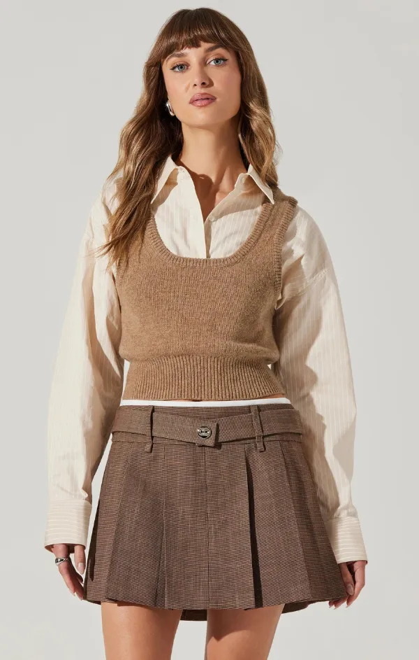 Ribbed Structure UV Protection Fabric Guinevere Layered Sweater