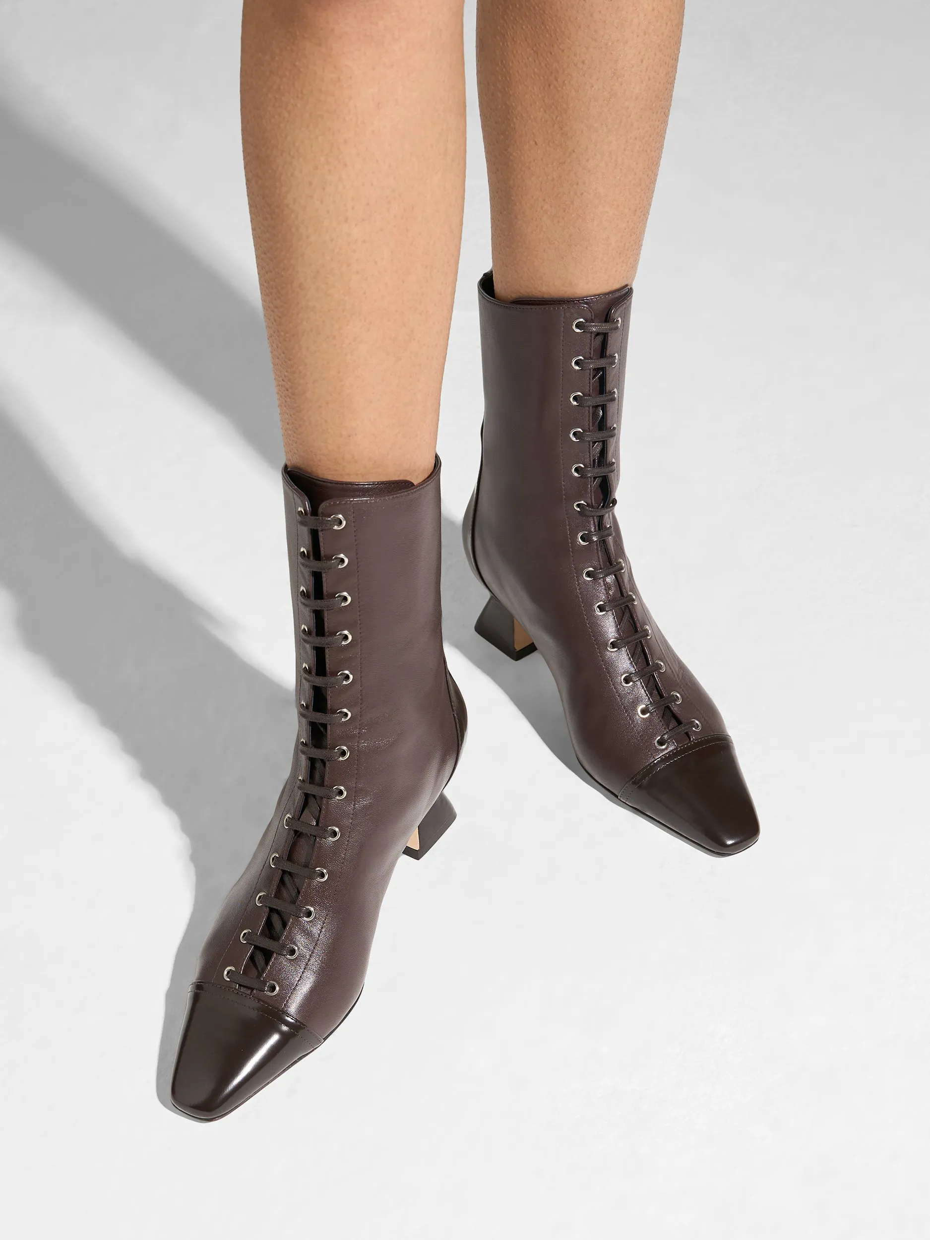 Subtle Finish Pull Tab Gwen Lace-Up Boots