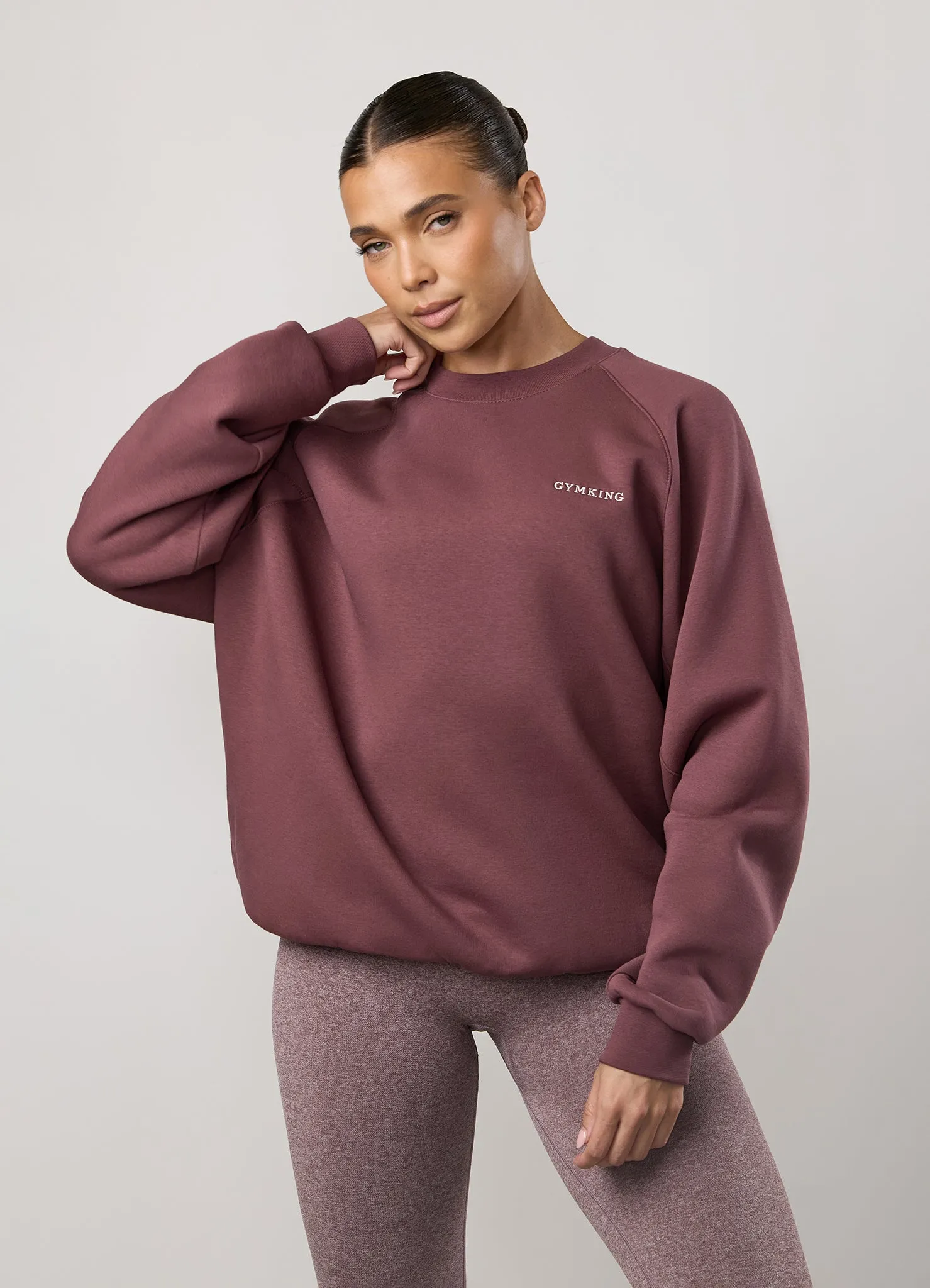 Gym King 365 Raglan Sleeve Crew - Grape Hiking Suitable