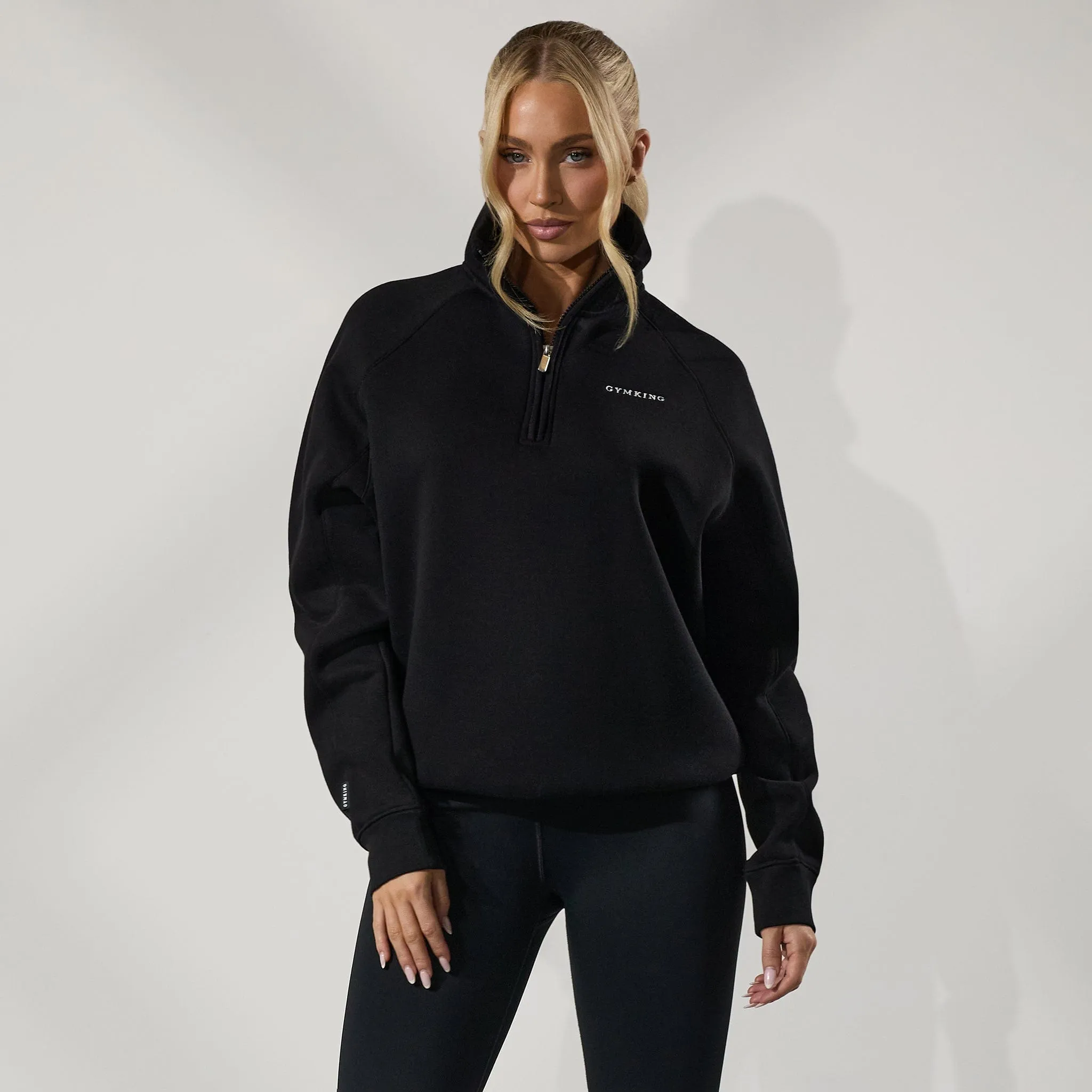 Ribbed Hem Gym King 365 Raglan Sleeve Funnel - Black