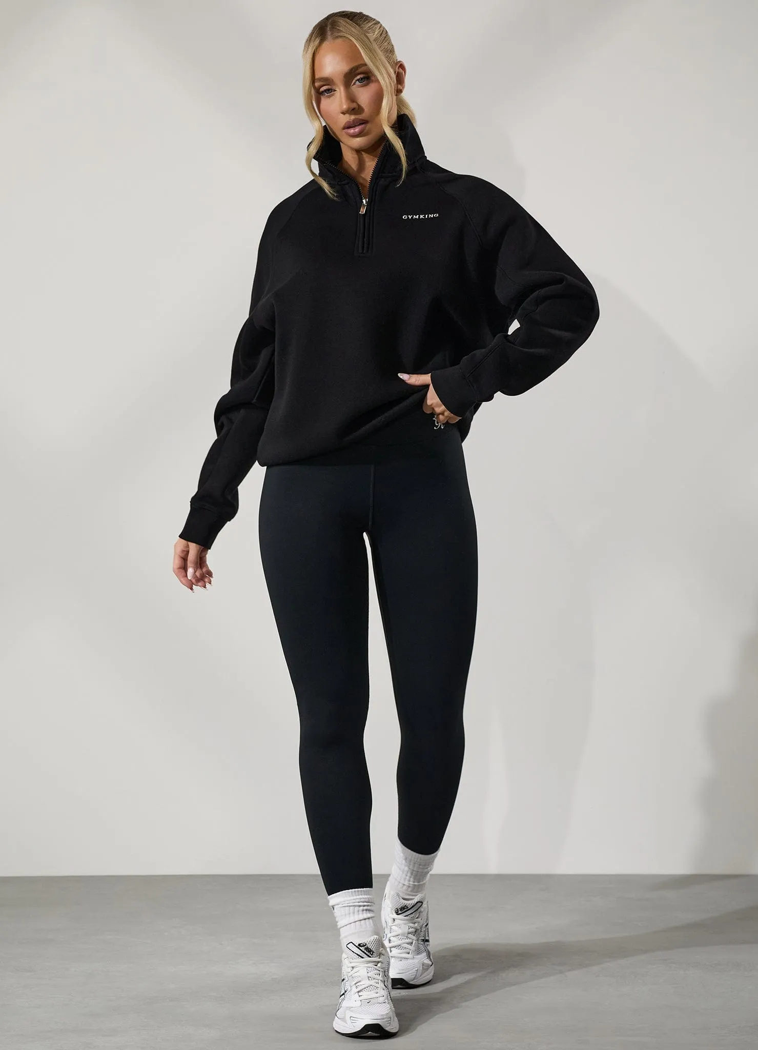 Gym King 365 Raglan Sleeve Funnel - Black Effortless Fashion Stretchy