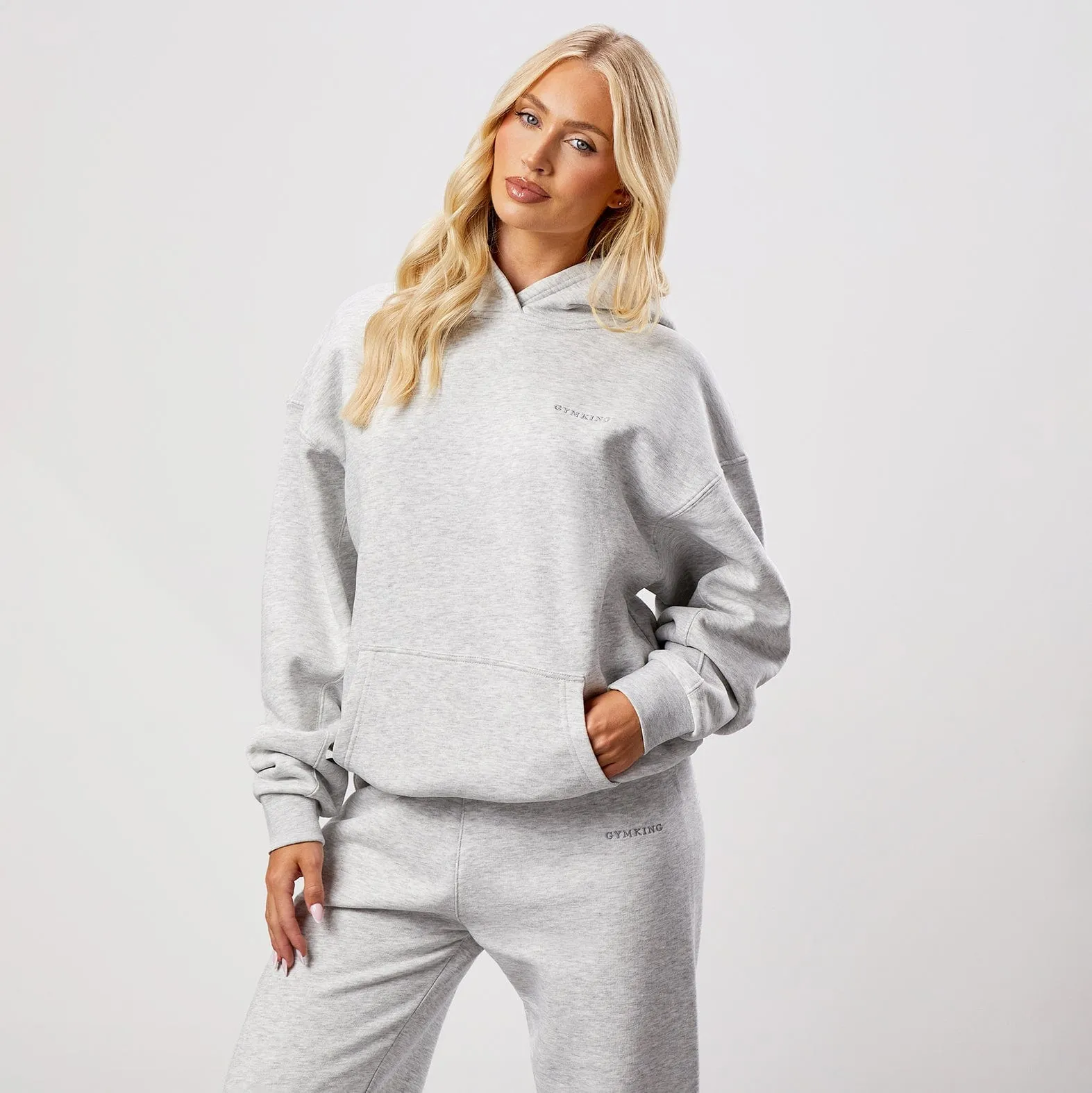 Everyday Essential Gym King 365 Relaxed Fit Fleece Hoodie - Snow Marl