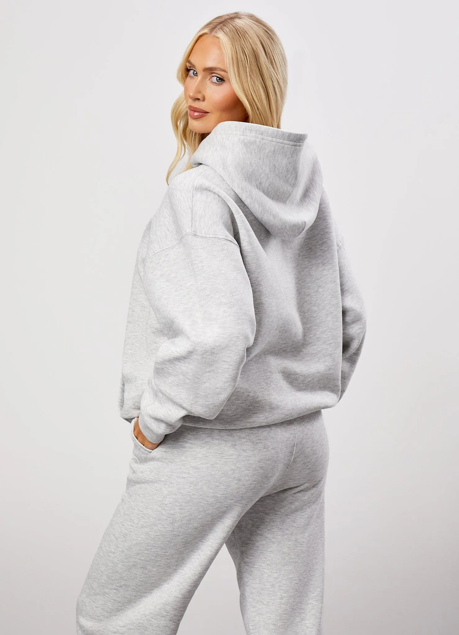 Comfortable Hoodie product tag identification Gym King 365 Relaxed Fit Fleece Hoodie - Snow Marl