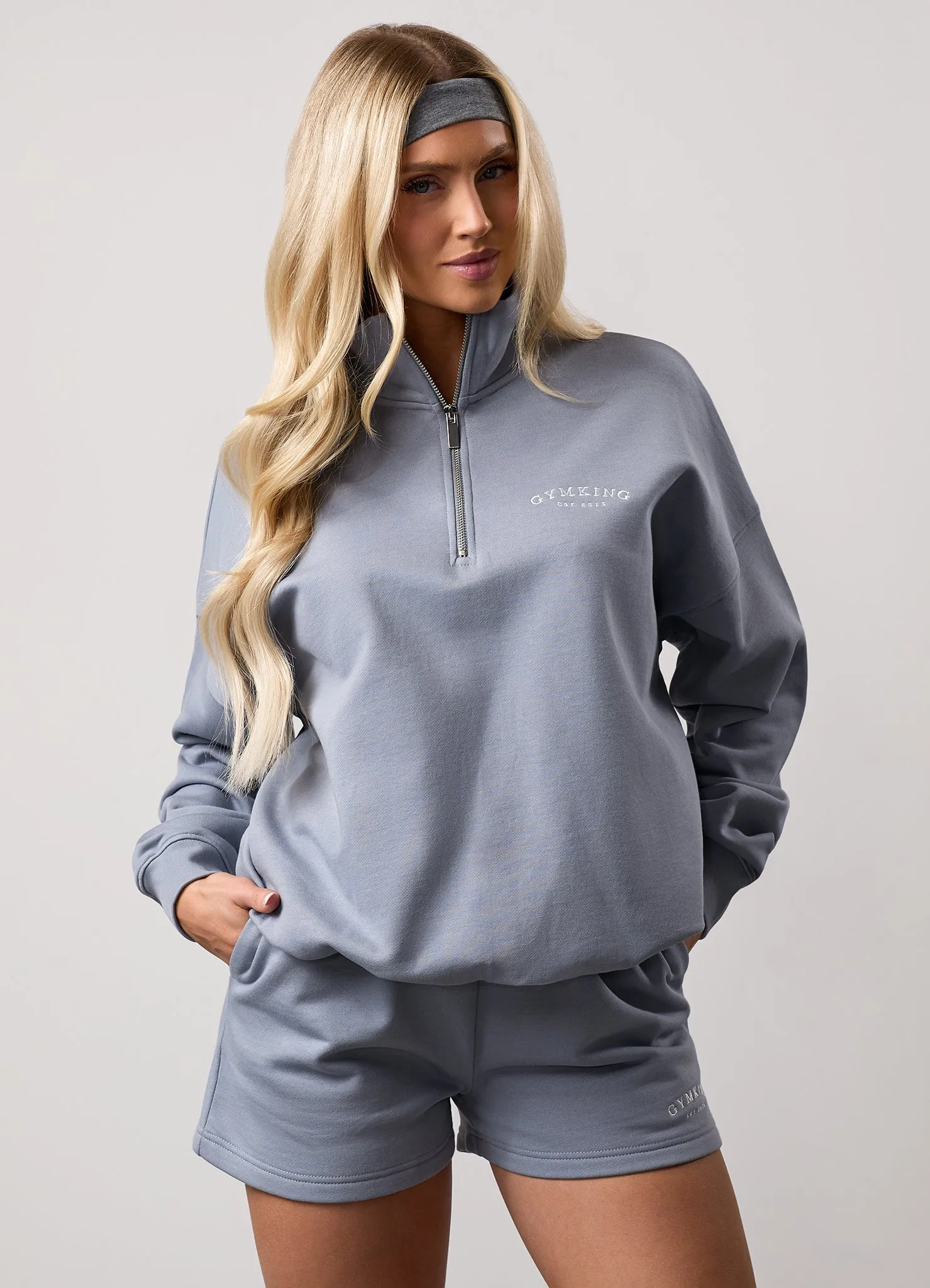 Gym King Compose 1/4 Zip Funnel - Blue Mist Cozy All Day