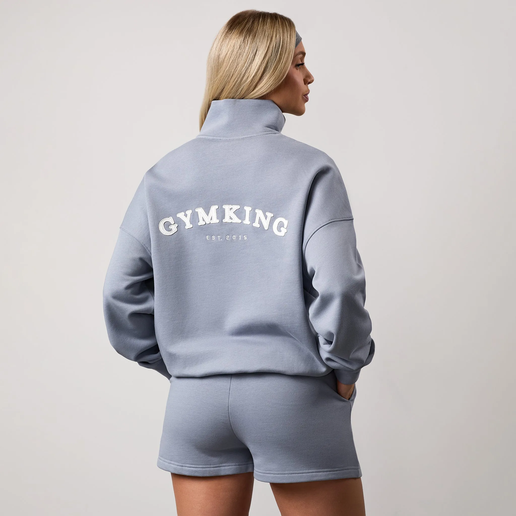 Gym King Compose 1/4 Zip Funnel - Blue Mist Pockets