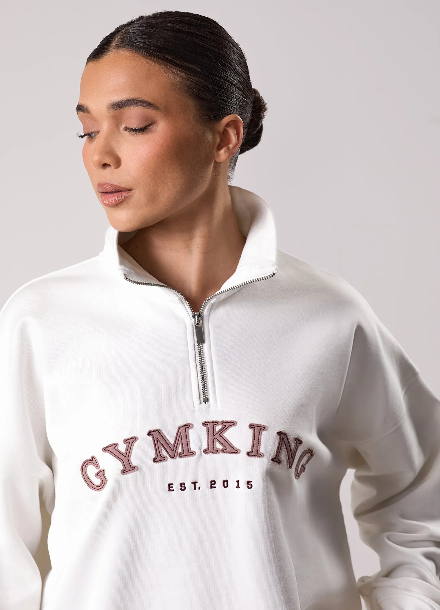 Gym King Compose 1/4 Zip Funnel - Cream good for holidays