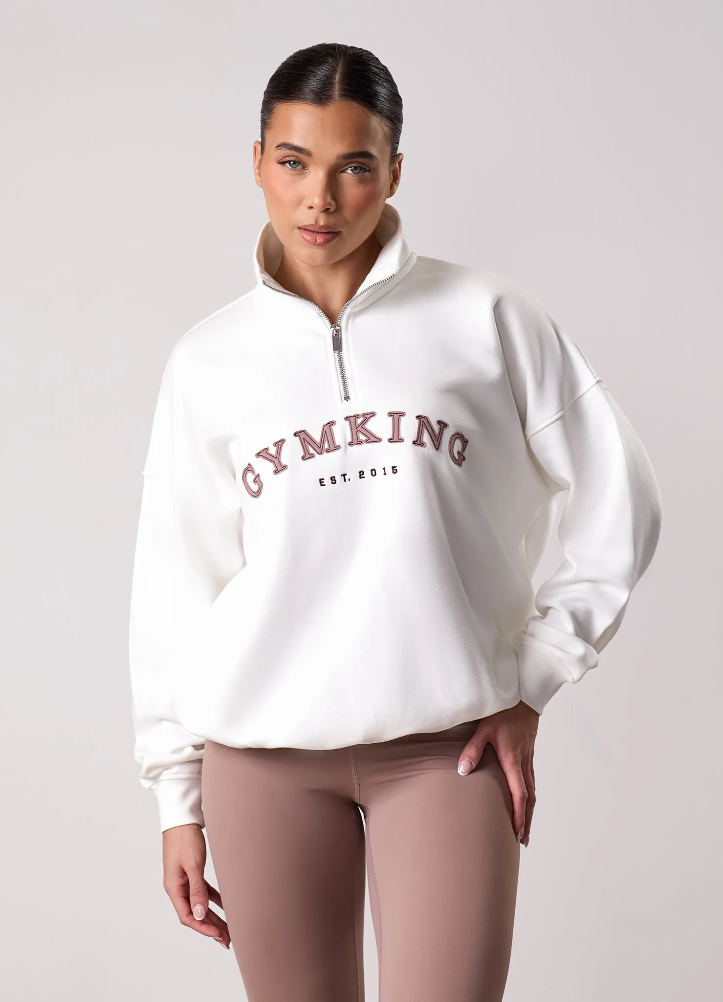 product photography Silk Gym King Compose 1/4 Zip Funnel - Cream