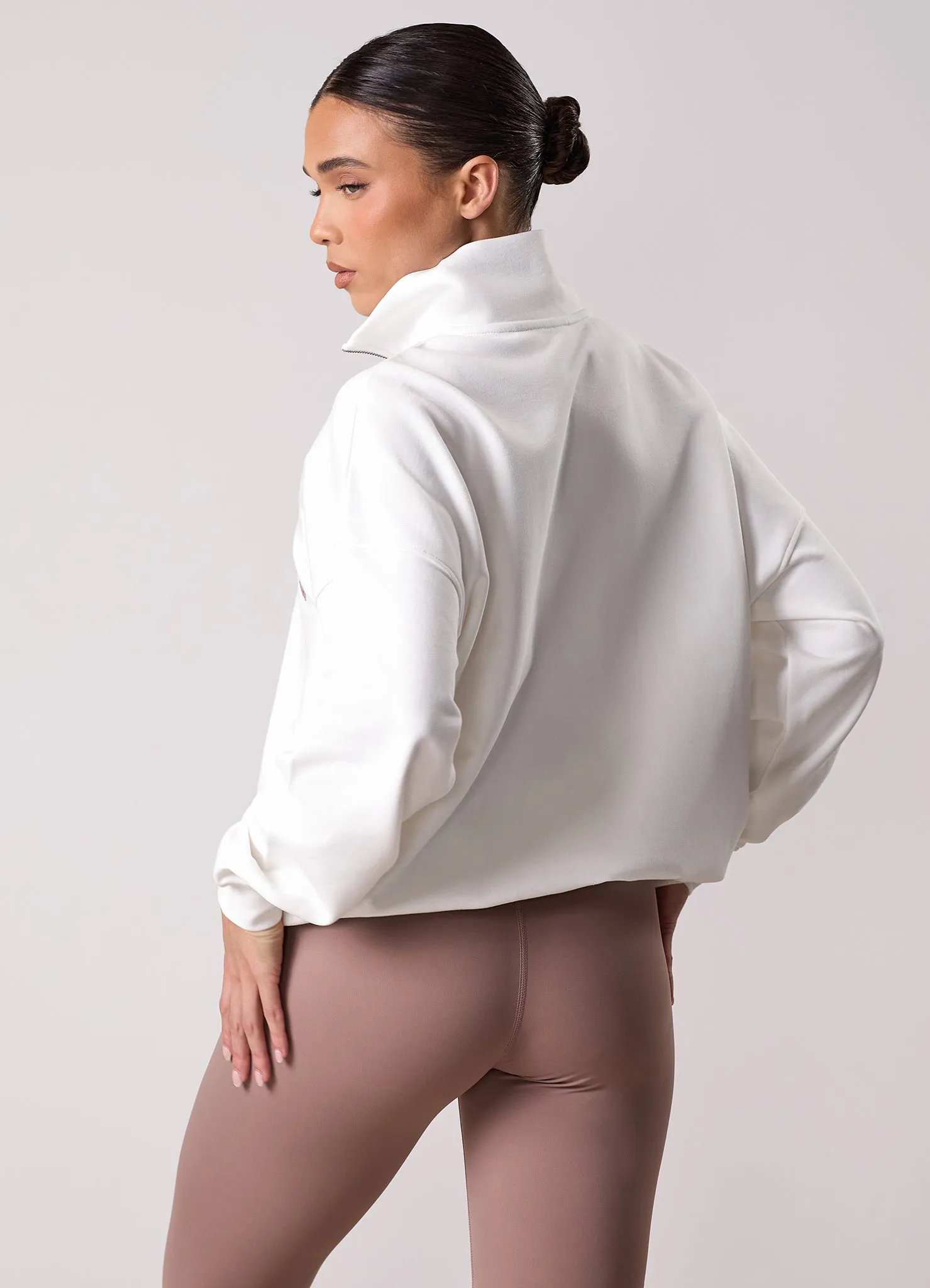 Plus Size Gym King Compose 1/4 Zip Funnel - Cream