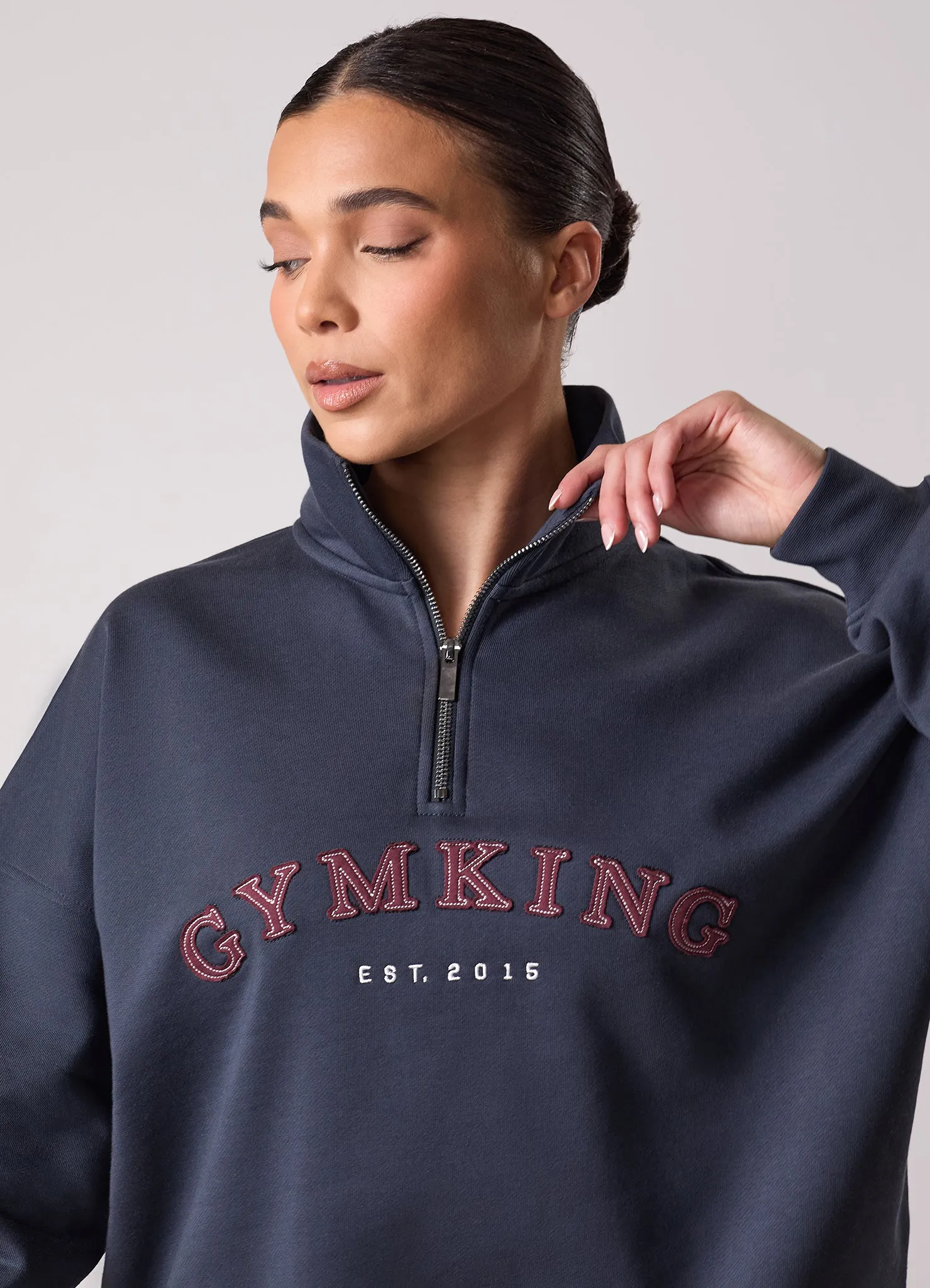 Gym King Compose 1/4 Zip Funnel - Midnight Blue hat accents Cozy Fit