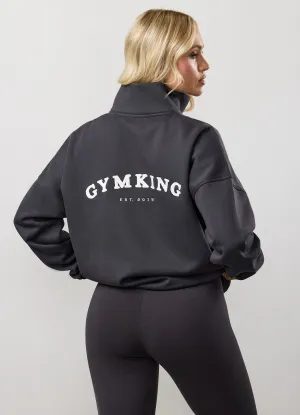 Gym King Compose Fleece 1/4 Zip Funnel - Dark Pewter couple wear design trend