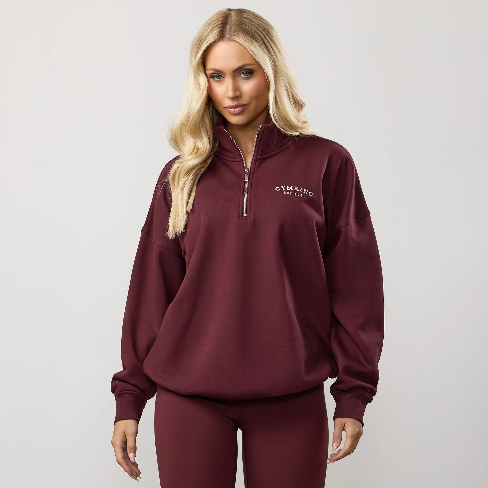 Gym King Compose Fleece 1/4 Zip Funnel - Deep Cherry suitable for cycling product snowboarding suitable thrill