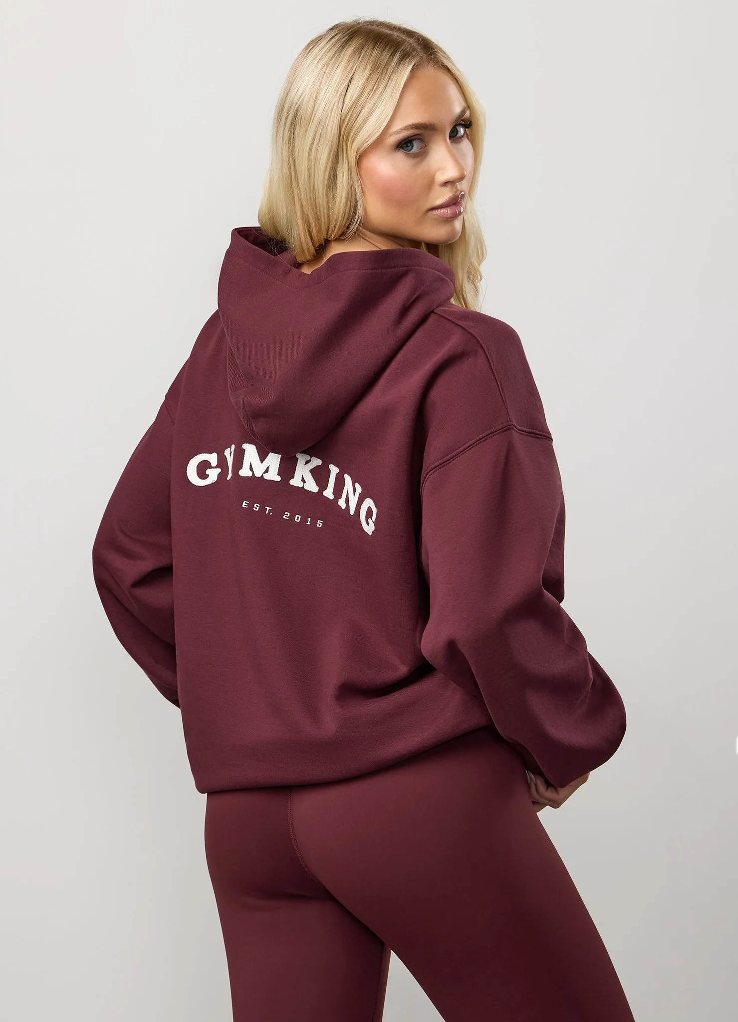 Gym King Compose Fleece Oversized Hood - Deep Cherry Road Trip