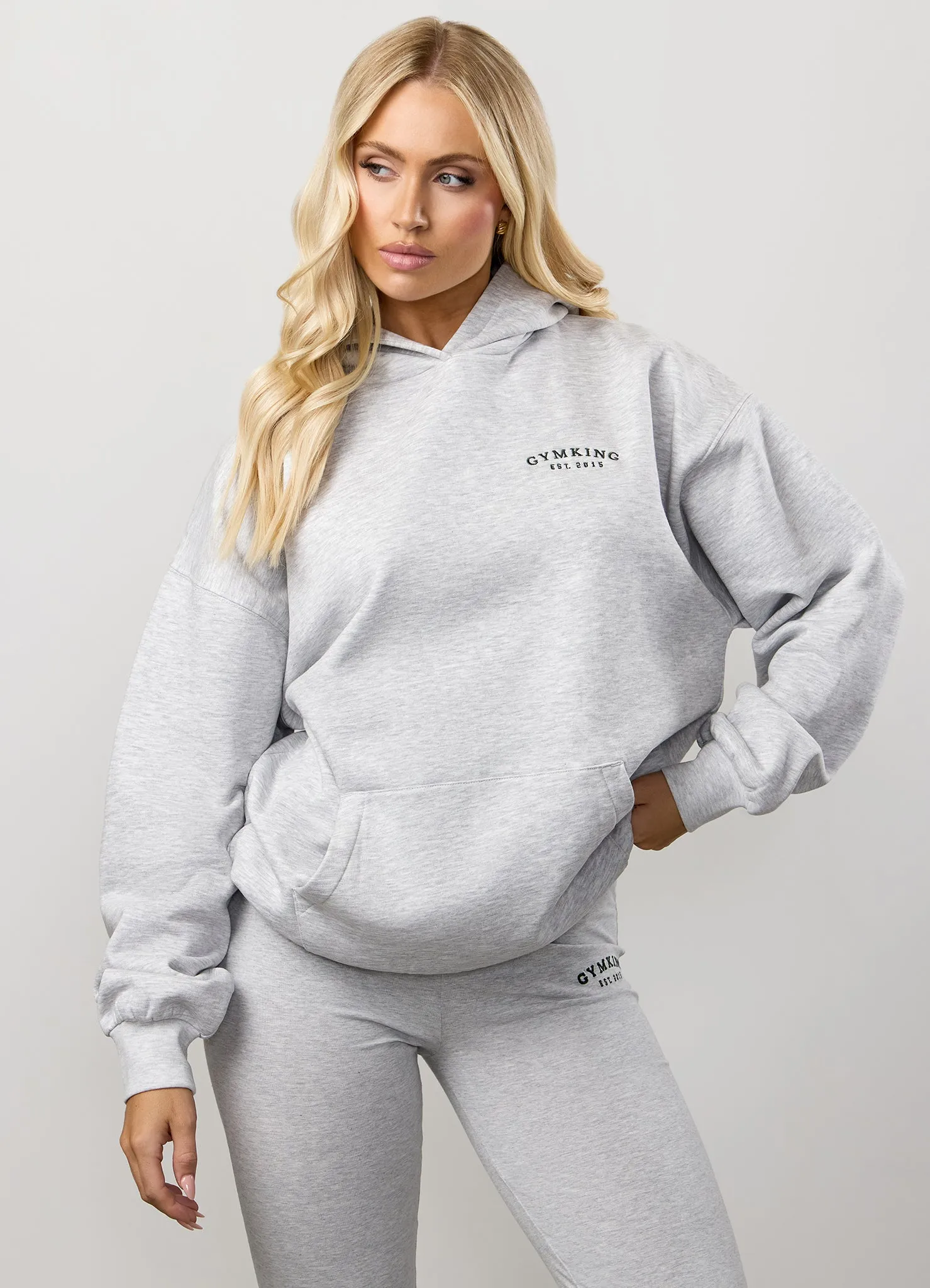 Gym King Compose Fleece Oversized Hood - Snow Marl Concert wear