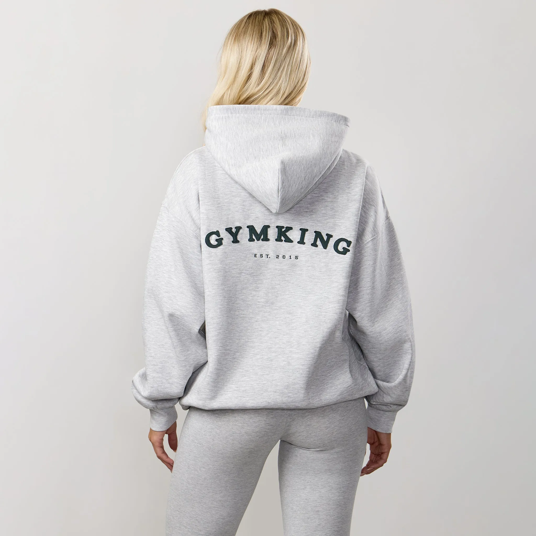 Gym King Compose Fleece Oversized Hood - Snow Marl Trendy Basics good for gym sessions