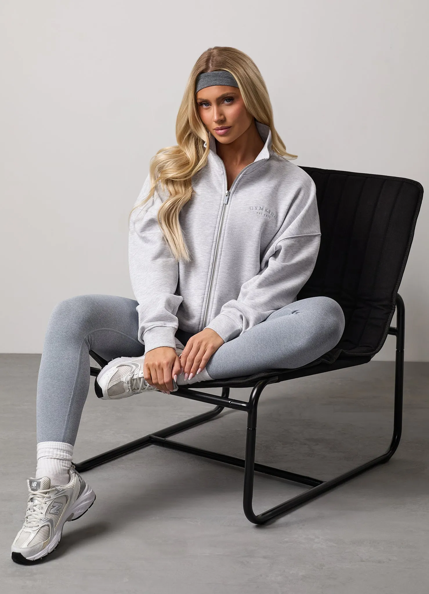Gym King Compose Full Zip Funnel - Snow Marl Urban Relaxed
