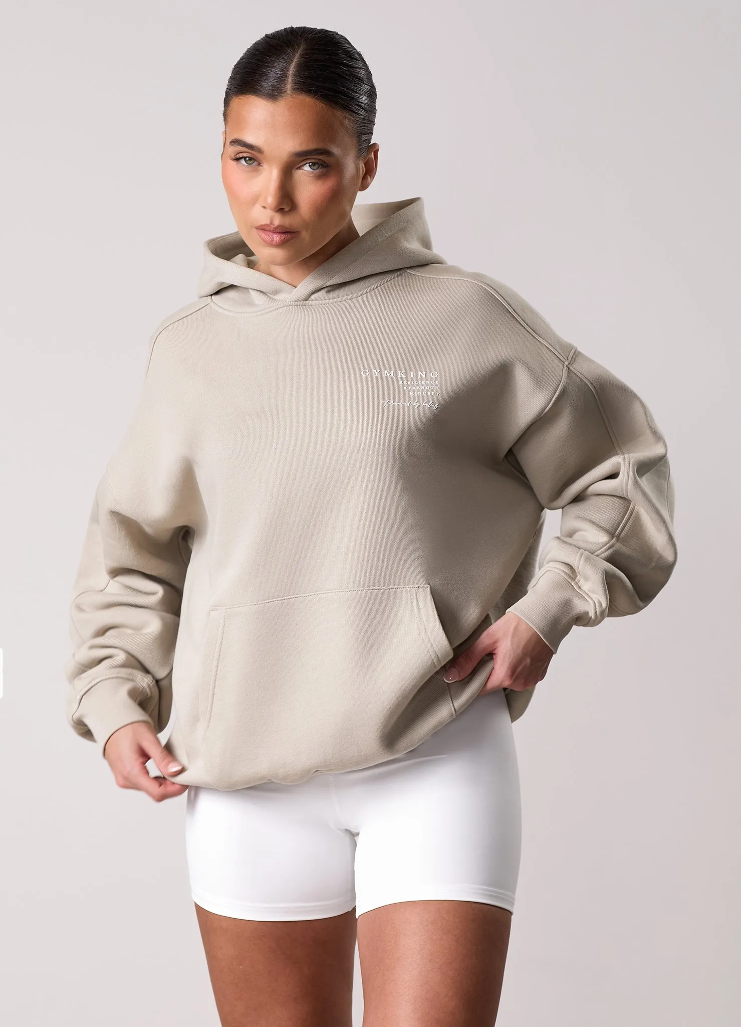 appropriate for winter Gym King Define Oversized Hood - Vanilla Brown