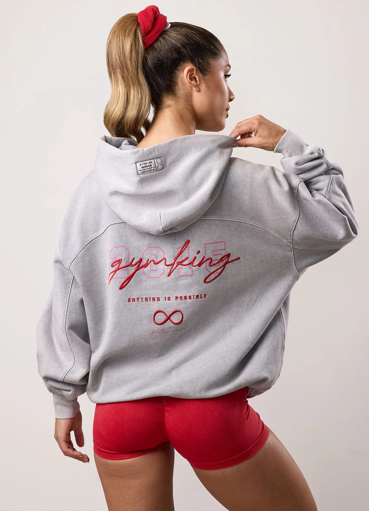 Gym King Limitless Oversized Hood - Washed Light Grey Smart Hoodie product fair trade