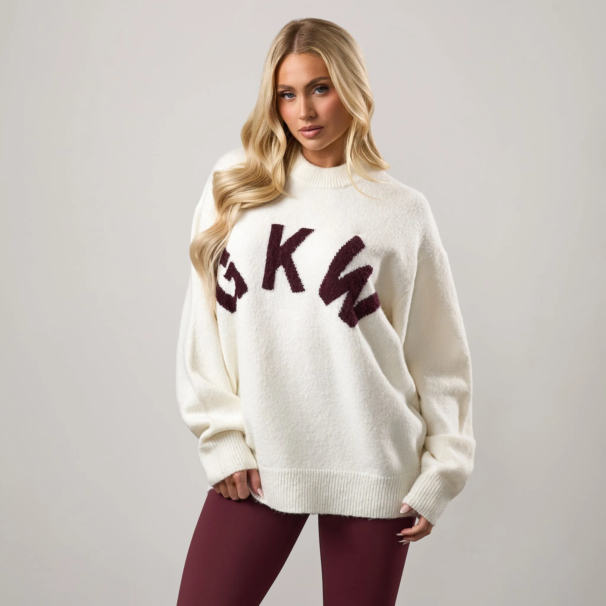 adults' Gym King Restore Knit Crew - Cream/Fig