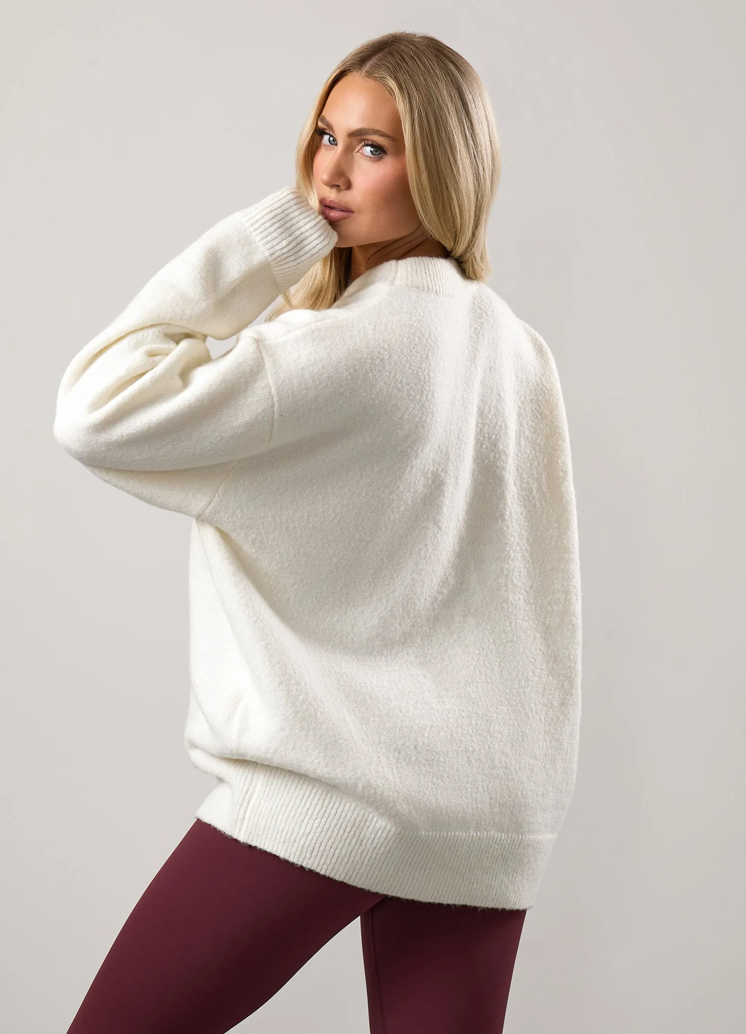 Gym King Restore Knit Crew - Cream/Fig All Season