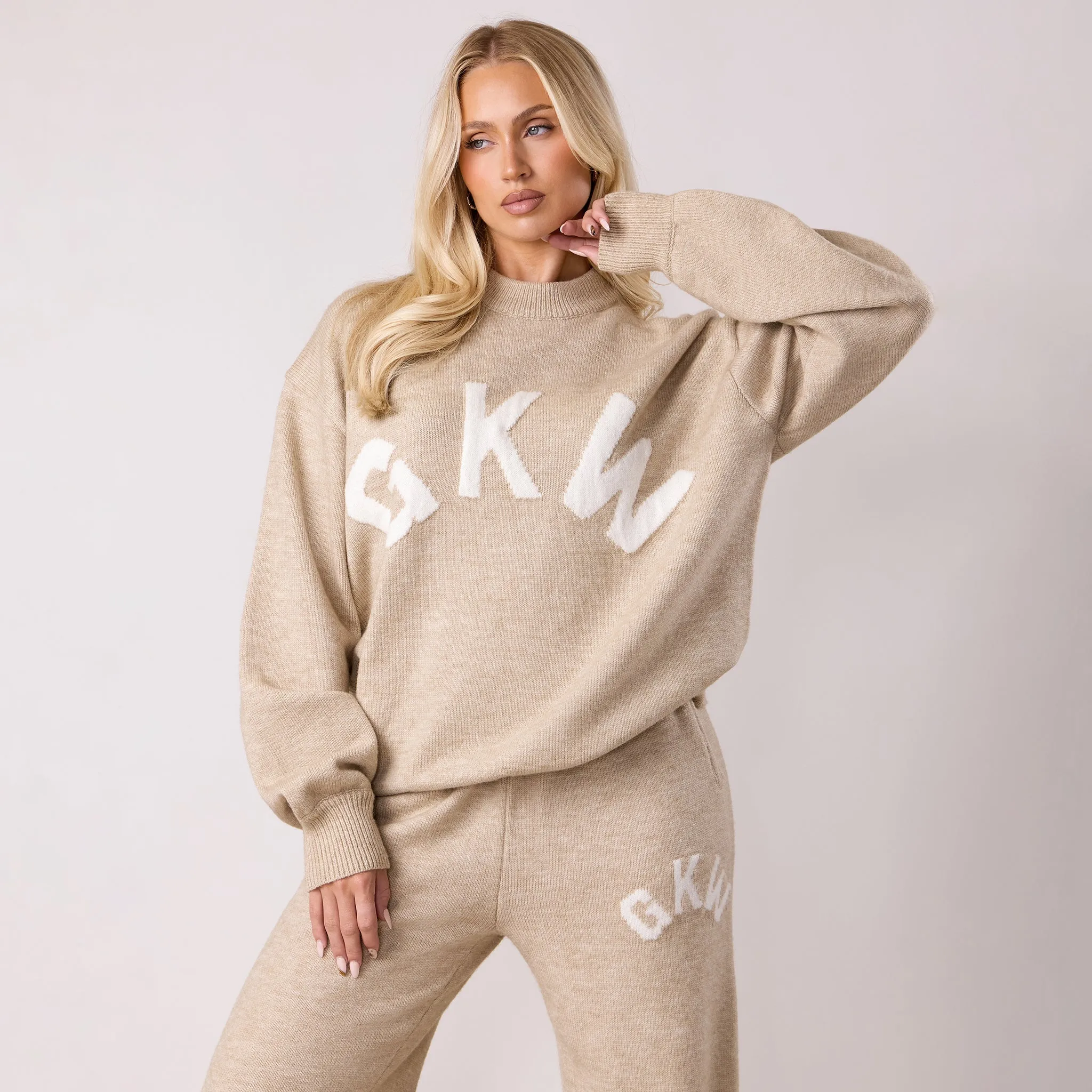 product houndstooth sophistication Beach Wear Gym King Restore Knit Crew - Oatmeal Marl