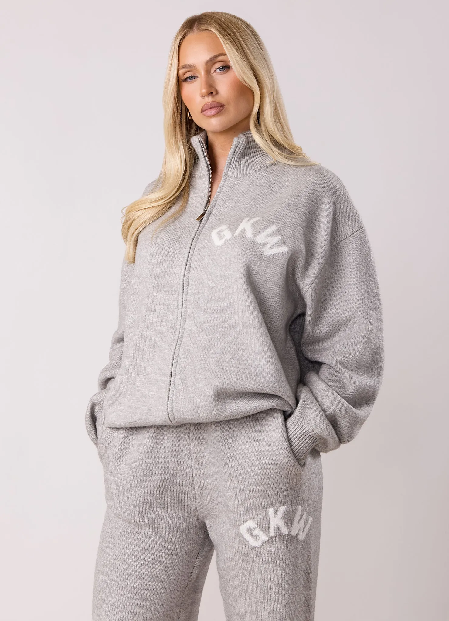 product innovation potential Gym King Restore Knit Full Zip Funnel - Light Grey Marl