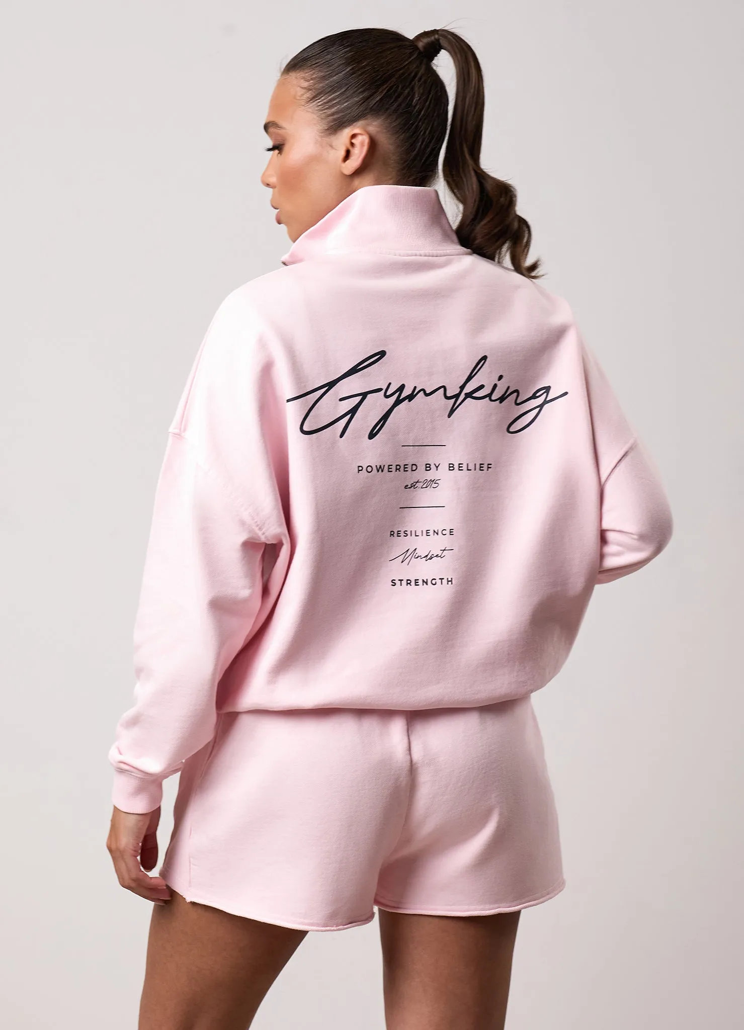 surfing suitable fuzzy texture Gym King Washed Reset 1/4 Zip Funnel - Pale Mauve