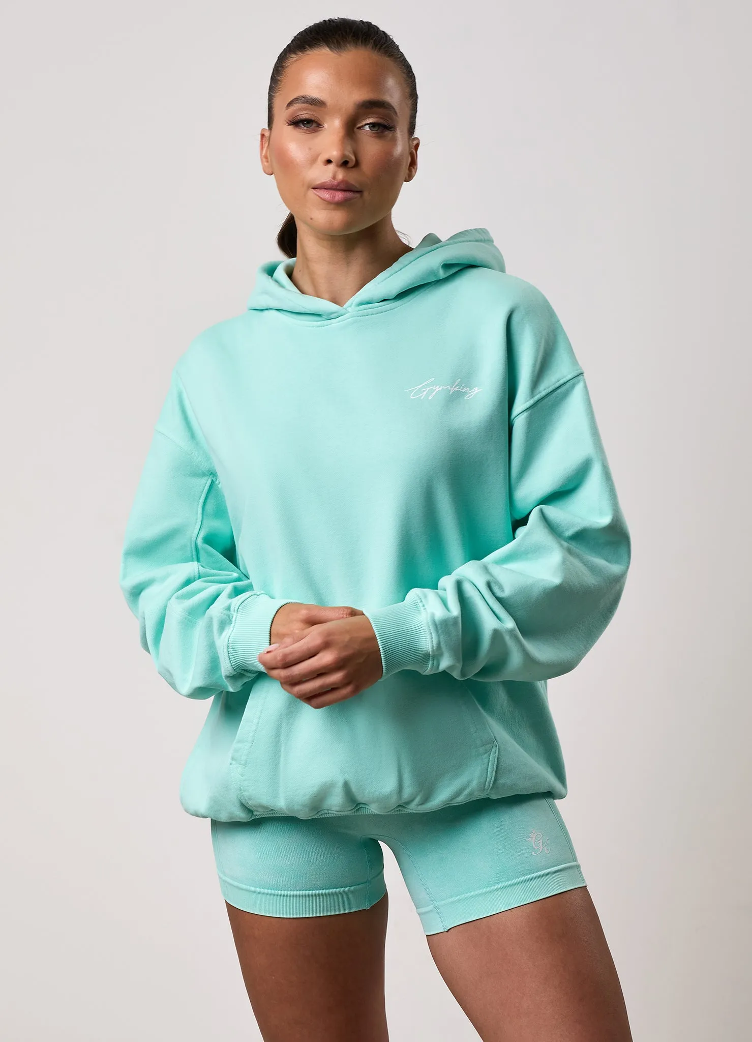 Gym King Washed Reset Oversized Hood - Deep Aqua Smart Casual