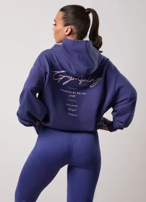 Active Wearable City Style Gym King Washed Reset Oversized Hood - Starlight Blue