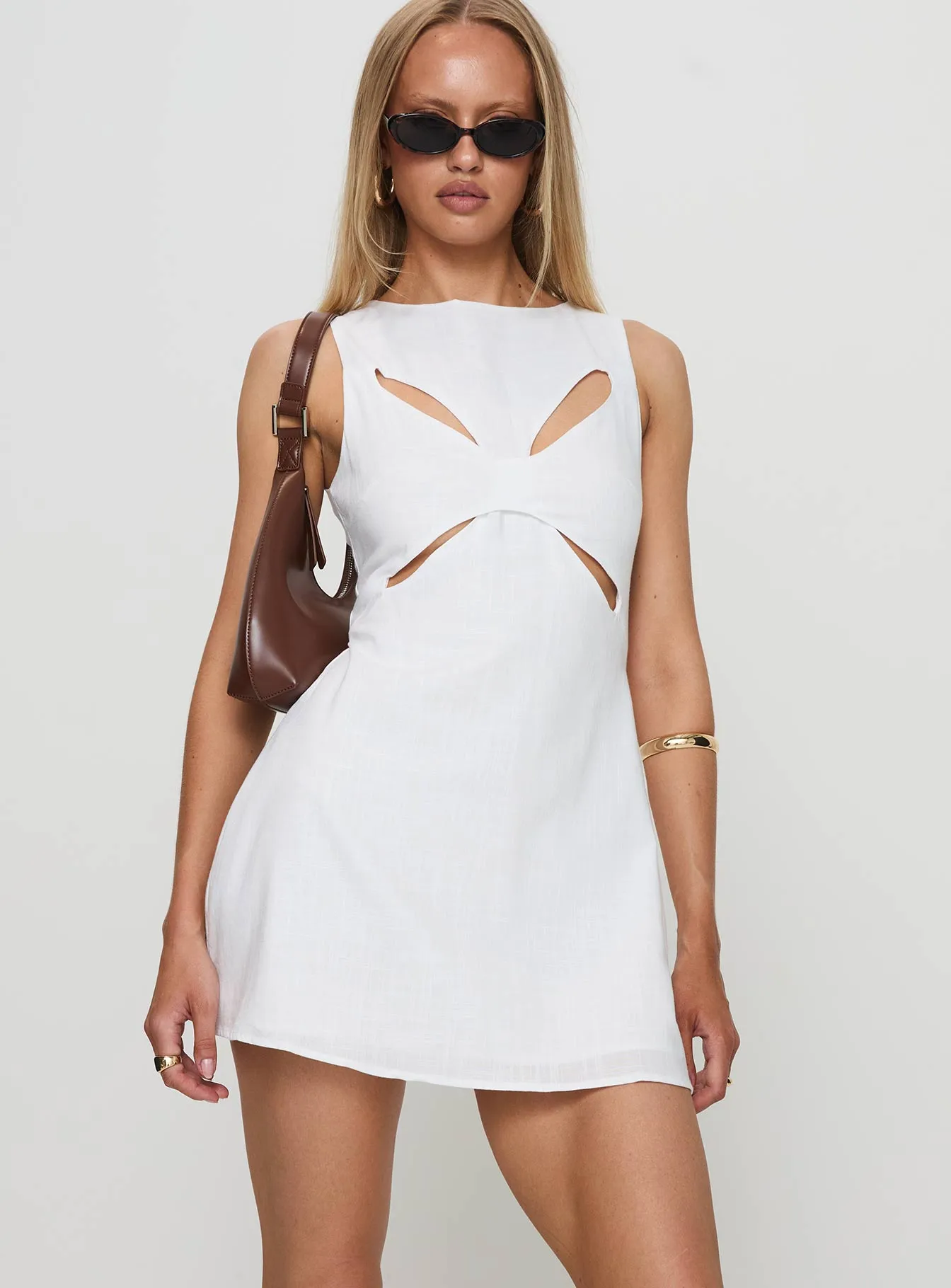Haizel Cut Out Mini Dress White Casual Days