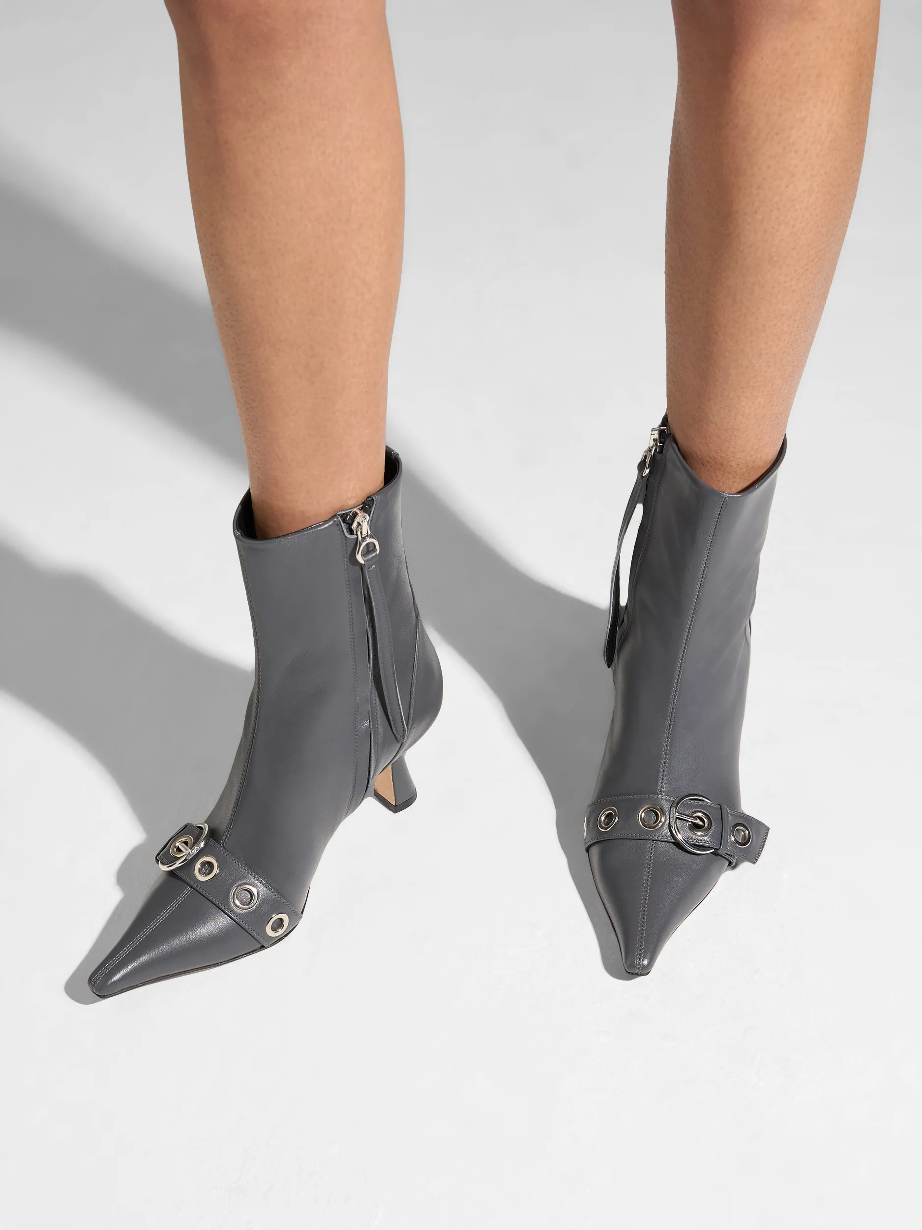 Halima Eyelet Pointed Boots Breathable mesh panel Stable base