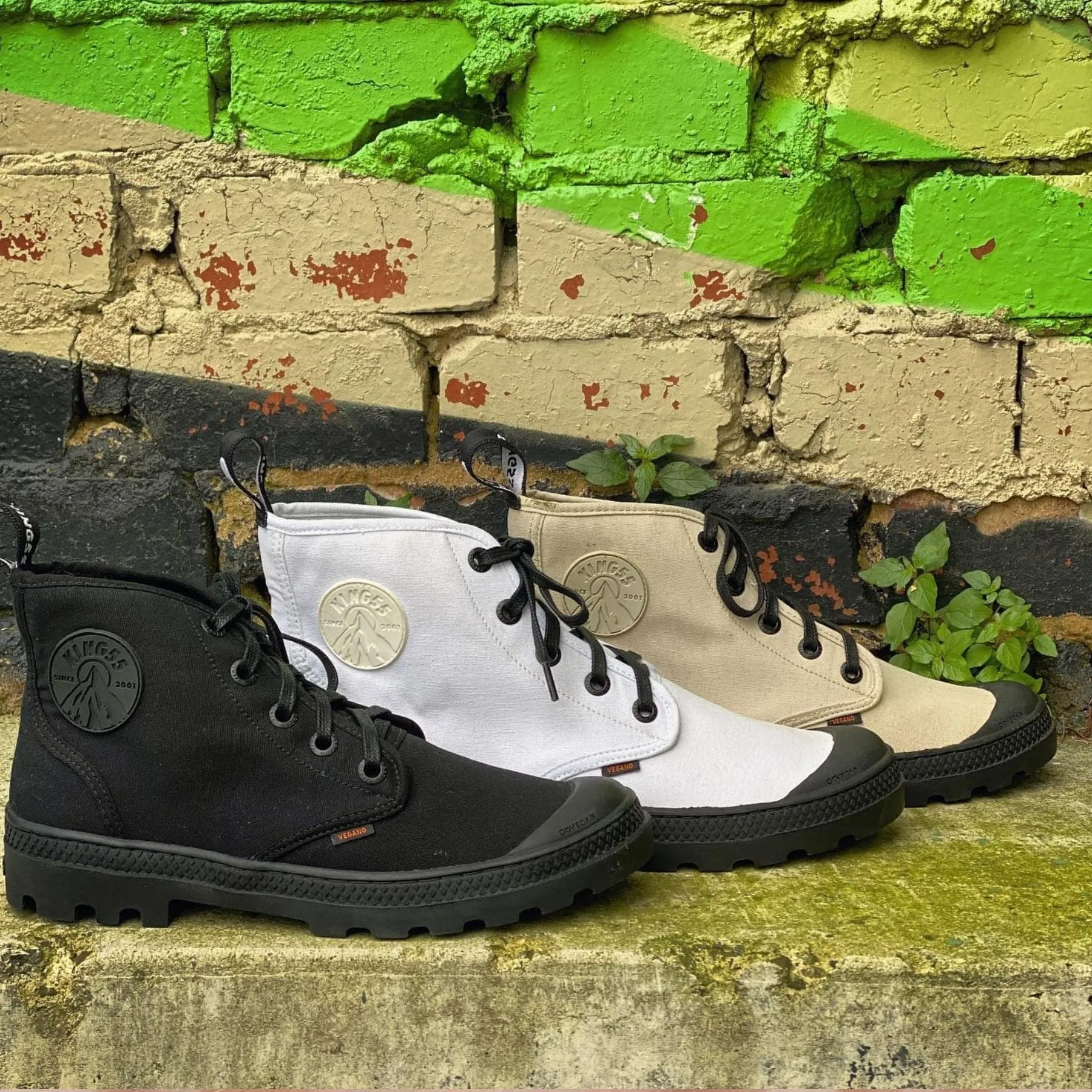 Padded Interior City Walking 'Hammer' vegan canvas high-top sneaker by King55 - white