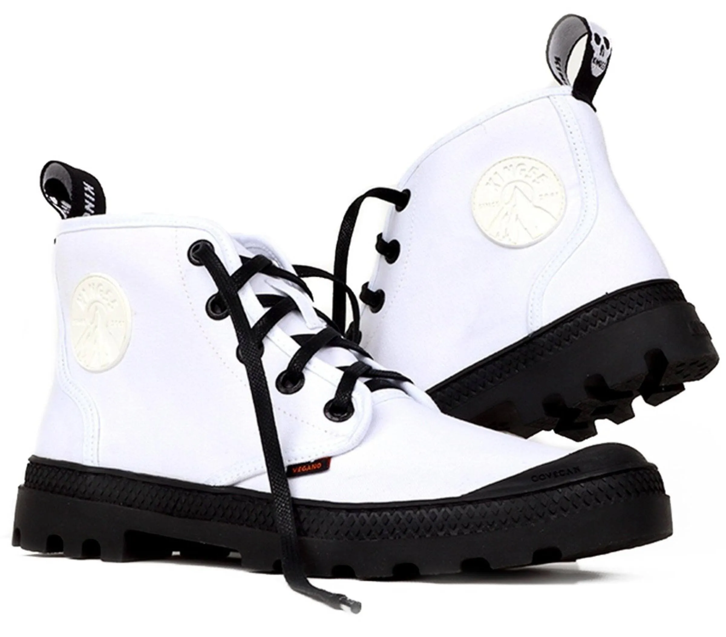 'Hammer' vegan canvas high-top sneaker by King55 - white Flexible Shaft Design