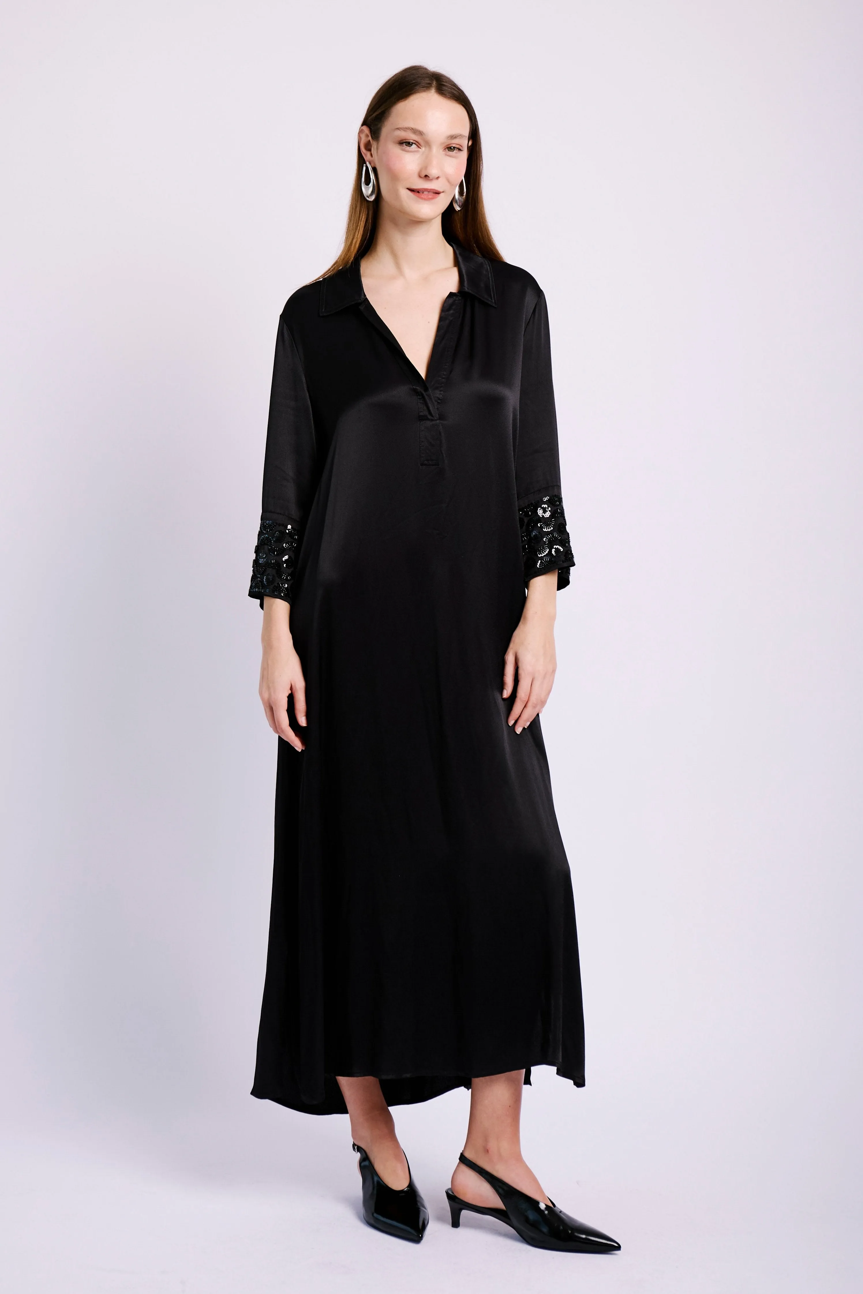 Satin Tunic Dress with Sequin cuffs Pretty Glow Smart Cut