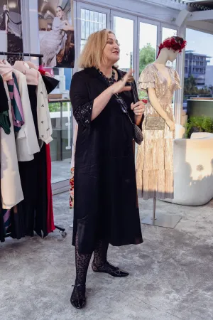 Satin Tunic Dress with Sequin cuffs Modern Comfort