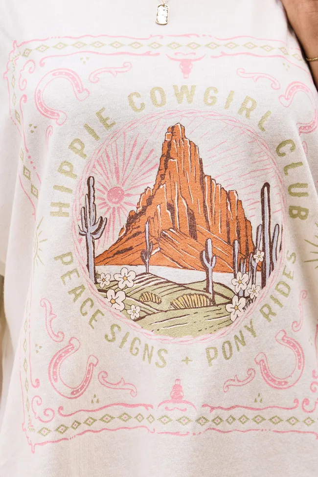 Cotton Blend Hippie Cowgirl Club Off White Oversized Graphic Tee