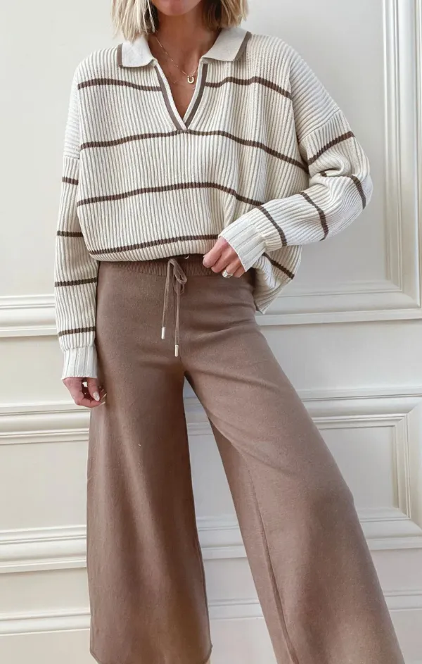 EcoFriendly Dye Sweater Care Guide Hazelnut Stripe Polo Sweater