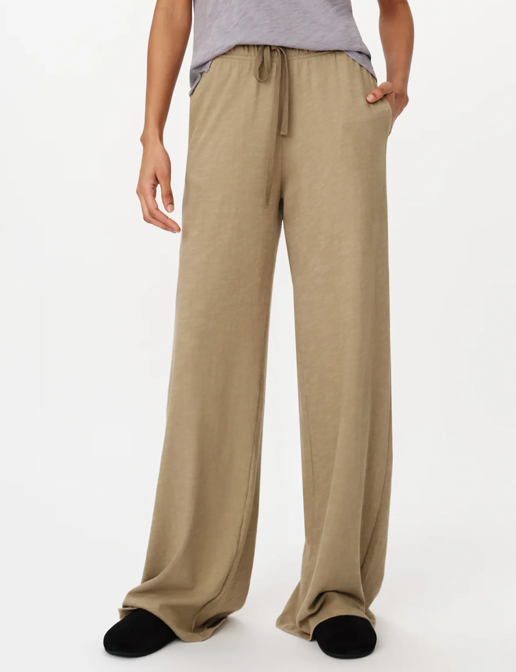 Heavy Slub Jersey Wide Leg Pant, Faded Army Modern Fit
