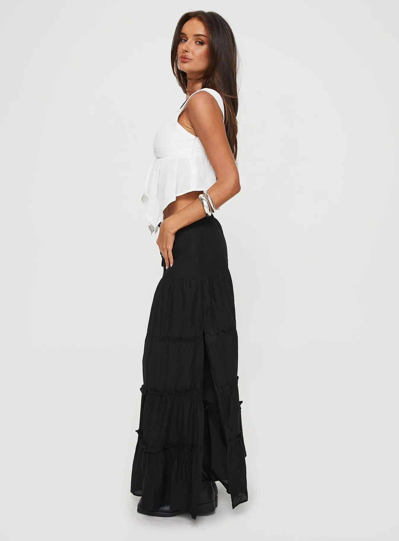 Eulalia Maxi Skirt Black Elasticized Cuff