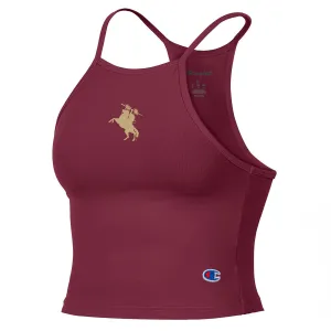 Standard - compliant Champion Women's Unconquered Silhouette Halter Crop Top - Garnet
